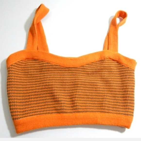 Zara Orange Striped Crop Tank Top - Picture 1 of 3